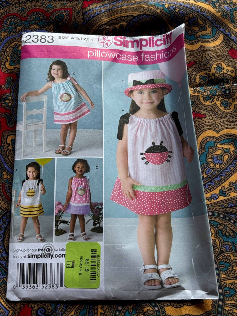 Simplicity Girls' Pink Polka Dot Pillowcase Dress with Ladybug Applique